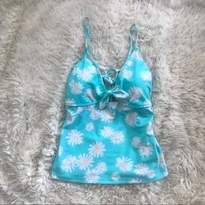 NWOT~SEAFOAM GREEN WITH DAISIES TANKINI TOP~